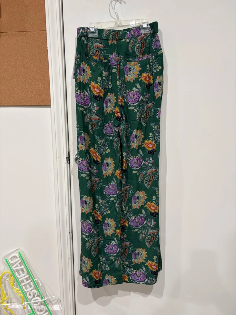 Equipment Jacqueline Floral-Print Side-Slit Wide-Leg Trousers Size 0 - Picture 9 of 10